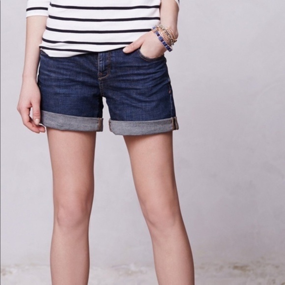 Anthropologie Pilcro Denim Cuffed Stet Shorts Medium Wash Cotton Summer Casual